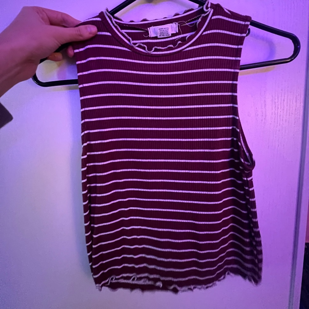 Stripped Ribbed Halter Crop Top